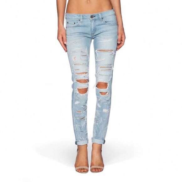Rag & Bone The Dre Boyfriend Skinny Jean Thrasher Size 25 $295 - Picture 6 of 16